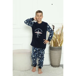 Erkek Çocuk Desenli Kışlık Welsoft Polar Pijama Takımı 3E-3331