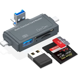 Coverzone USB Ligtning iphone - iPad Uyumlu ve Type-C Girişli Kart Okuyucu Multi Otg USB C Adapter Sd Tf Micro Card Reader Micro USB Adapter iphone Lighting Için Dönüştürücü ADS-368