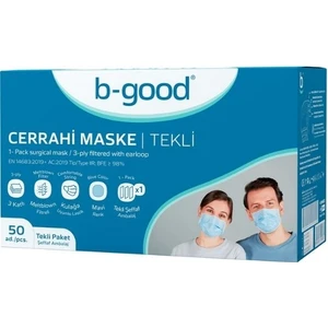 B-Good Cerrahi Maske-Lastikli(Filtreli 3 Katlı) 50ADET(1KUTU)