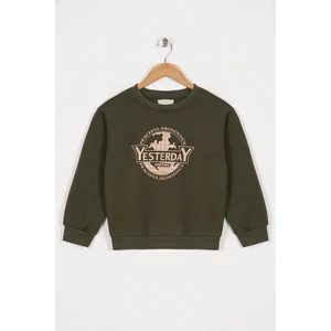 Kız Çocuk Haki Renkli Yesterday Baskılı Sweatshirt