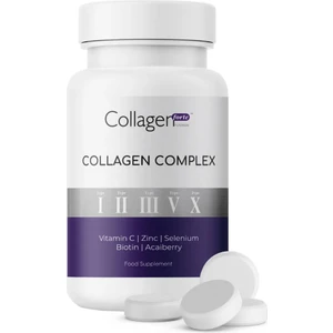 Collagen Forte Platinum Collagen Complex Tip 1,2,3,5 ve Tip 10 Kolajen, Biotin, Çinko, Selenyum, Vitamin C & Açai, 90 Tablet