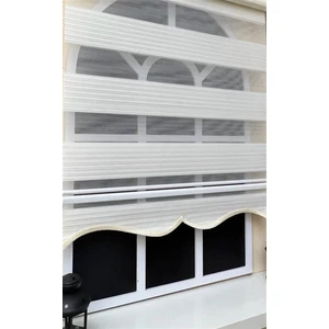 Pliseli Stor Zebra Perde Ekru Etek Dilimli STB-481