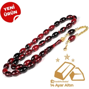 Altın Tasarım Gece Kızılı Ateş Kehribar Tesbih