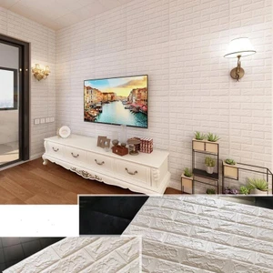 Renkli Duvarlar 70X77CM Krem Tezgah Arası Salon Ofis Kendinden Yapışkanlı Sünger Tuğla Duvar Paneli Kağıdı