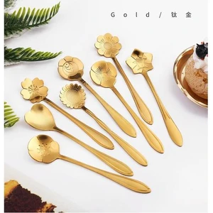 8 Adet Altın Kaplama Paslanmaz Çelik Çiçek Kaşığı Kahve Kaşığı Çay Kaşığı Ikindi Çayı Si Düğün Leri (Yurt Dışından)