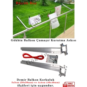 Demir Balkon Korkuluk Çamaşır Kurutma Askılığı Alüminyum Küpeşte Çamaşırlık