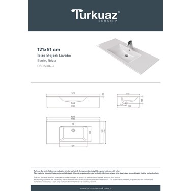 Turkuaz Seramik Ibiza 121 cm Tek Hazneli Etajerli Lavabo Fiyatı