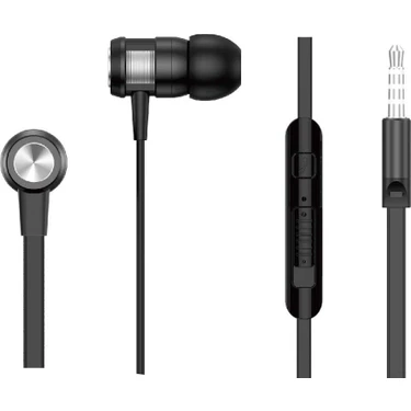 Lucatech Samsung Xiaomi Oppo Huawei Uyumlu Slikonlu Metal Kafa Kulaklık 3.5 mm Jack