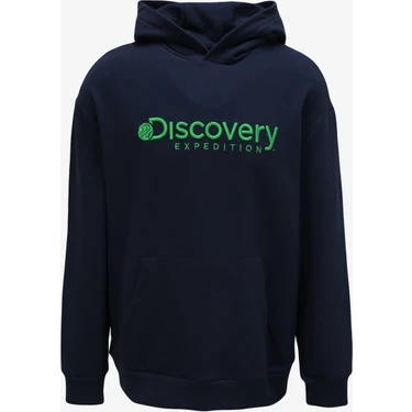 Discovery Expedition Lacivert Erkek Kapüşonlu Nakışlı Sweatshirt