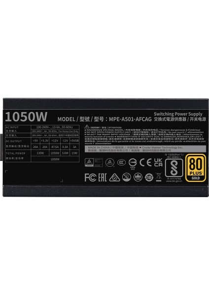 Coolermaster MWE V2 1050W 80+ Gold Full Modüler, PCIe Gen 5.0, ATX 3.0, 140mm Fanlı  PSU