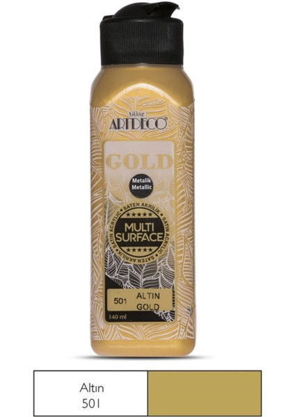 Gold Multi Surface Akrilik Boya 140 Ml. 501 Metalik Altın