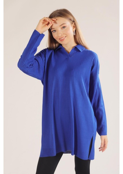 23214 Polo Yaka Fitilli Tunik Saks