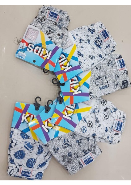 1554 Erkek Çocuk Desenli Boxer Şort 6 Adet