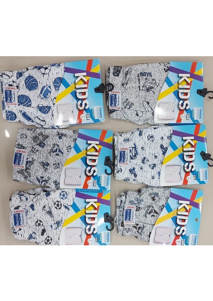 1554 Erkek Çocuk Desenli Boxer Şort 6 Adet modelleri