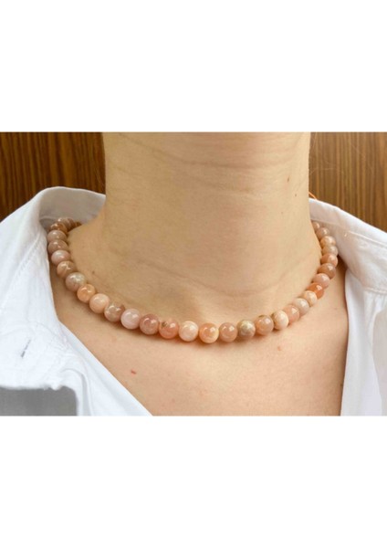 Sertifikalı Güneş Taşı Doğaltaş Kolye 8 mm Faset