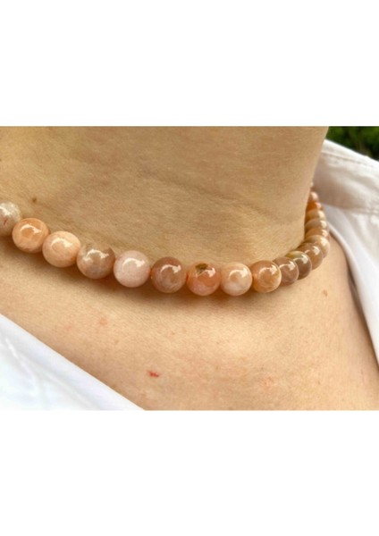 Sertifikalı Güneş Taşı Doğaltaş Kolye 8 mm Faset fiyatları