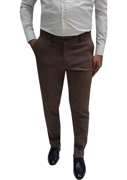 Klasik Fit Likralı Erkek Kanvas PANTOLON-6358