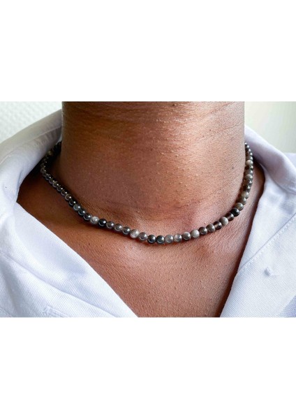 Sertifikalı Obsidyen Taşı Doğaltaş Kolye 4 mm