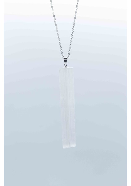 Sertifikalı Selenit Taşı Doğaltaş Kolye