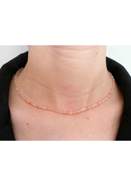 Sertifikalı Güneş Taşı Kolye 2*2 mm Faset Kesim