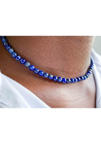 Sertifikalı Lapis Lazuli Taşı Doğaltaş Kolye 4 mm