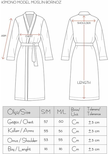 Kimono Model Unisex 4katlı Müslin Bornoz / Sabahlık