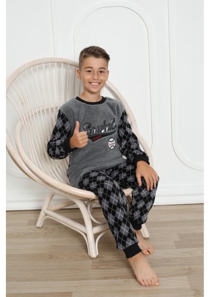 Erkek Çocuk Desenli Kışlık Welsoft Polar Pijama Takımı 6E-0305