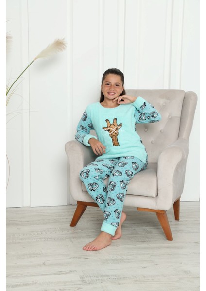 Çocuk Desenli Kışlık Welsoft Polar Pijama Takımı 5C-7003