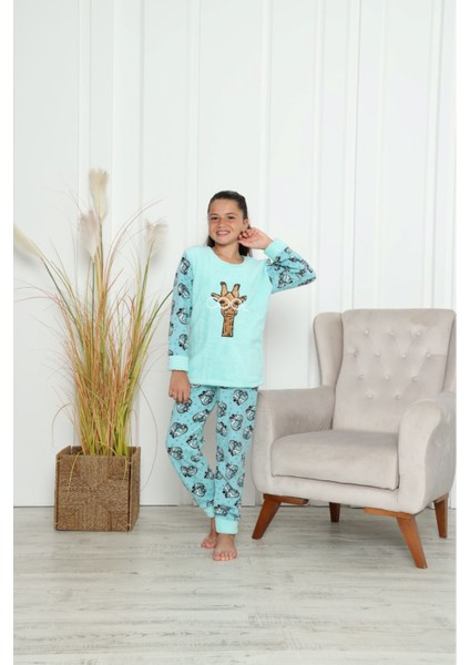 Çocuk Desenli Kışlık Welsoft Polar Pijama Takımı 5C-7003