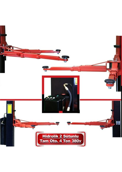 4 Ton Lift Hidrolik Sistem Üsten Bağlantılı Tam Otomatik Sessiz Motor 3 Teleskopik Kol 380V 2,2kw