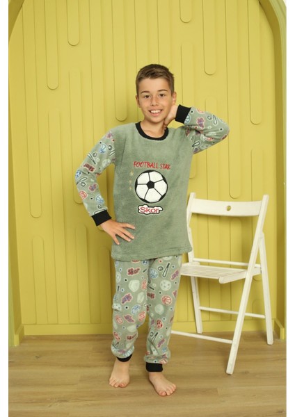 Erkek Çocuk Desenli Kışlık Welsoft Polar Pijama Takımı 6E-5557 modelleri