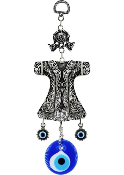 Cam Nazar Boncuklu Metal Duvar Süsü Kaftan Figürü Kapı Süsü 20X7 cm