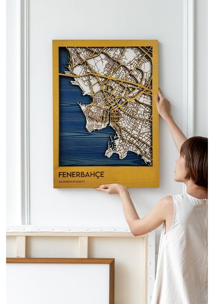 Ahşap Tablo 3 Boyutlu Duvar Dekoru Wall Art - Sarı Lacivert Taraftar fırsatları