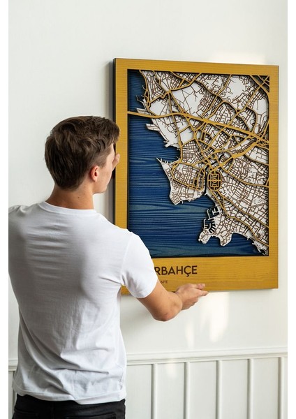 Ahşap Tablo 3 Boyutlu Duvar Dekoru Wall Art - Sarı Lacivert Taraftar indirimleri