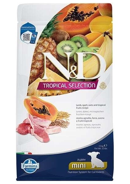Nd Tropical Selection Kuzu Etli ve Tropikal Meyveli Mini Irk Yavru Köpek Maması 1.5 kg