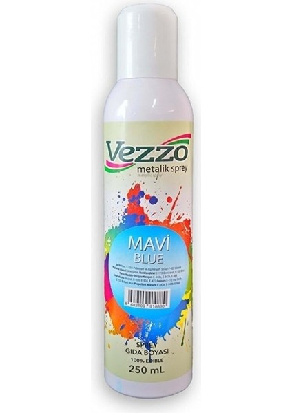 Metalik Yenilebilir Sprey Mavi 250 ml