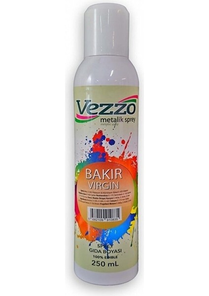 Metalik Yenilebilir Sprey Bakır 250 ml