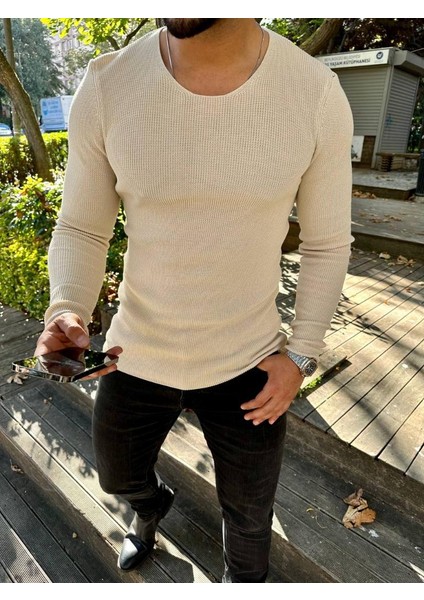 Kazak Örme Tüylenmez Naturel Pamuk Kazak Slim Fit Triko Dar Kesim Body Kazak indirimleri