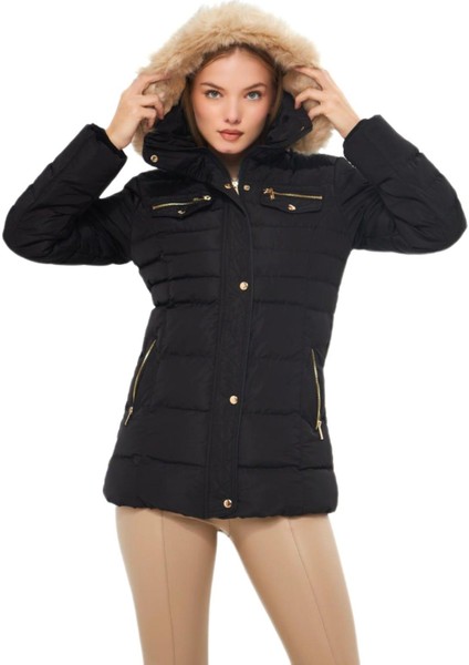 Kadın Büyük Beden Spor Kapüşonlu Mont M5303 BGL-ST03228