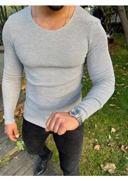 Kazak Örme Tüylenmez Naturel Pamuk Kazak Slim Fit Triko Dar Kesim Body Kazak fırsatları