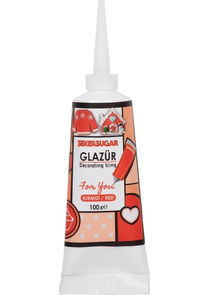 Süsleme Glazürü Kırmızı Renk 100 gr