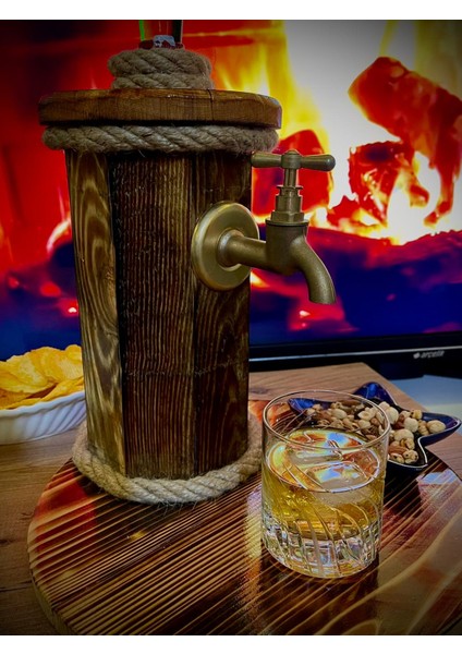 Dik Fıçı Doğal Ahşap Alkol Standı