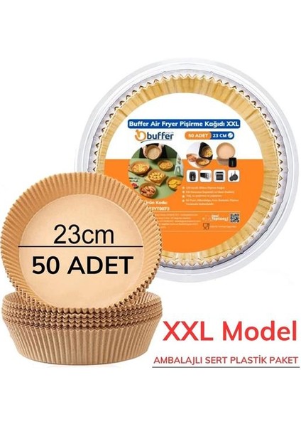 Hobi Bahçem Buffer® 50 Adet Air Fryer Pişirme Kağıdı Tek Kullanımlık Yağ Geçirmez Yuvarlak Tabak Model Pvc