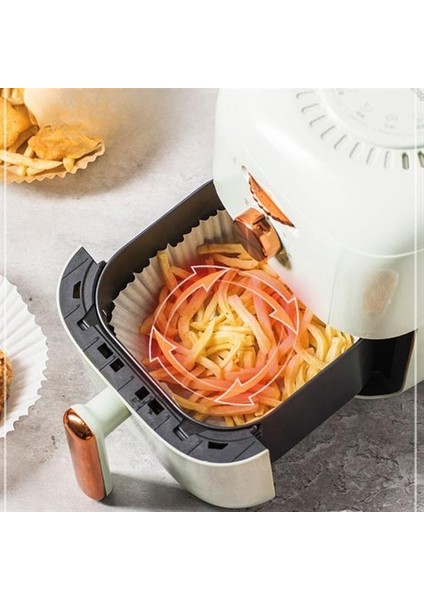 Hobi Bahçem Buffer® 50 Adet Air Fryer Pişirme Kağıdı Tek Kullanımlık Yağ Geçirmez Yuvarlak Tabak Model Pvc