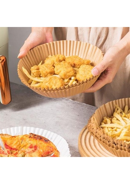 Hobi Bahçem Buffer® 50 Adet Air Fryer Pişirme Kağıdı Tek Kullanımlık Yağ Geçirmez Yuvarlak Tabak Model Pvc