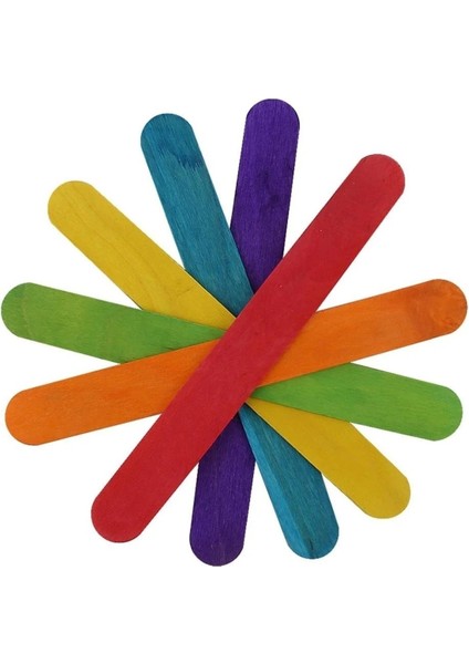 Ahşap Renkli Dil Çubuğu 50 Li Paket 15X1.7 cm