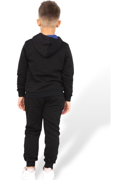 Unisex Kız ve Erkek Çocuk Kapüşonlu Fermuarlı Alt ve Üst Eşofman Takım Yüzde Yüz Pamuk