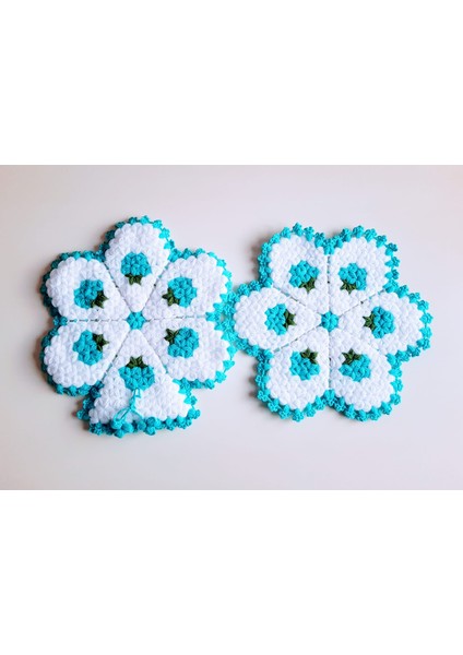 Banyo Lifi Yün El Örmesi 2'lü Ceyizlik Seti Papatya Desenli fırsatları