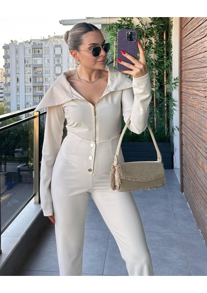 Kadın Fermuarlı Crop Hırka & Düğme Detaylı Pantolon Ikili Takım | Şık & Rahat Ikili Takım fırsatları