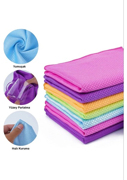 Suhvee 1 Adet Mikrofiber Temizlik Bezi Baklava Desenli Cam Temizleme Toz Alma Bezi